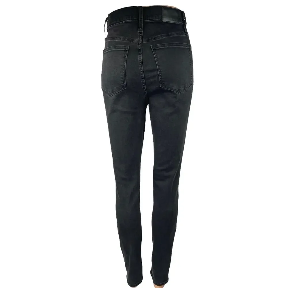 Madewell Women's Black 11" High Rise Skinny Stretch Ankle Denim Jeans Pants 27 - Picture 3 of 6